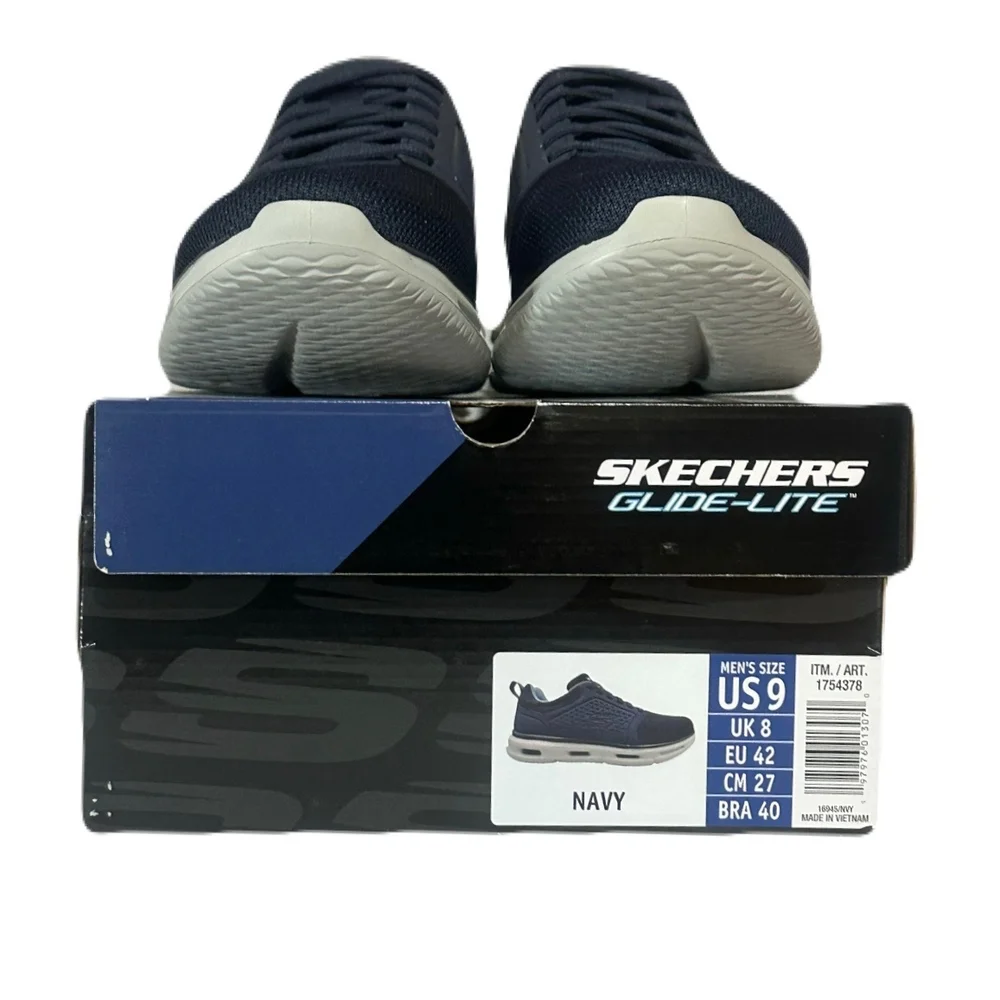 Skechers Glide-Lite Men's Classic Shoes Fit With Memory Foam (Navy, Medium 9)